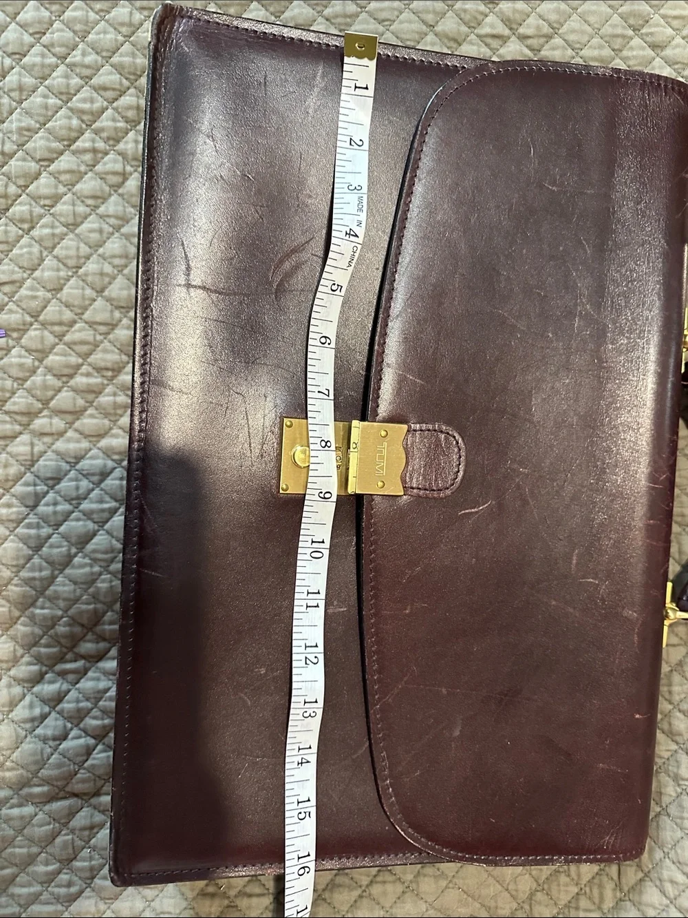 TUMI El Portal Burgundy Leather Briefcase